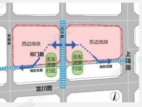 项目主入口设在江村路,主出口设在龙川路南侧支路,减少对周边道路的交易通压力,无车流穿行安全步行区,用作门诊人行广场