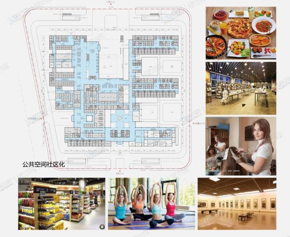 功能空间社区化
住院部强化功能空间的社区化，引入品牌快餐、病员超市、书店、健身瑜伽、理发美容、美术展览、古筝演奏等，设置随处可达的交流与休闲空间。
