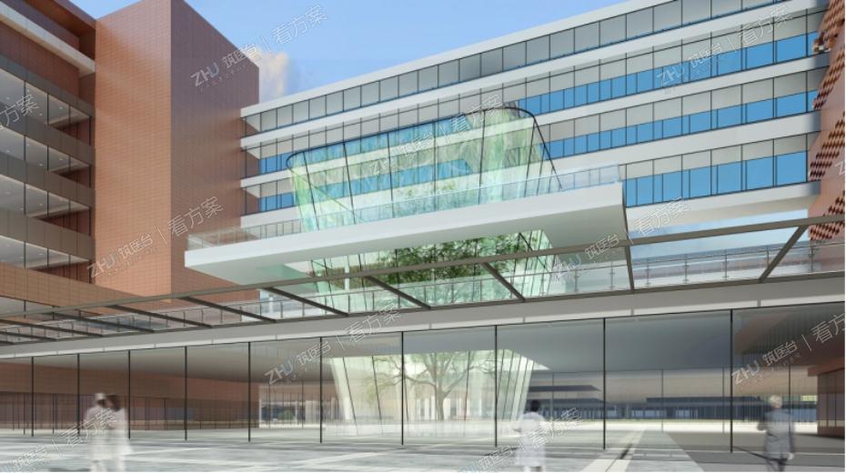 医院人性化空间环境与文化特色设计采用三大主题中庭从色彩及元素的提取联系，旨在营造一个取意自然空间的林语花香的生态医院，并给人以标识感。此为“生命之树”主题中庭.
