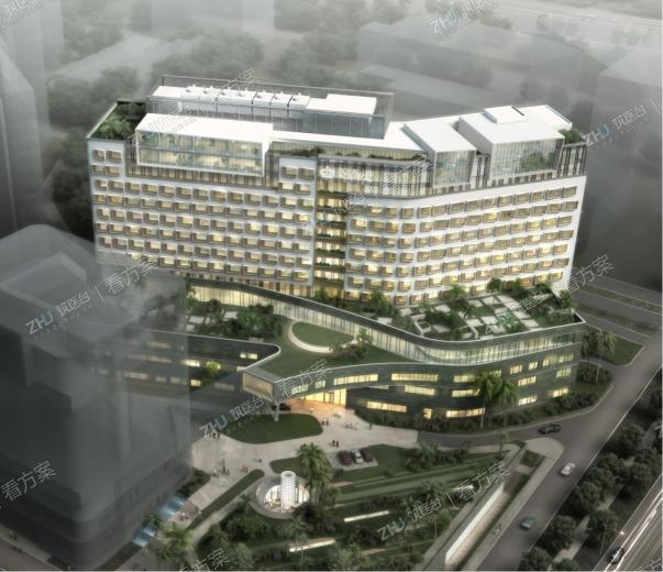 鸟瞰图
整座建筑通过各个不同标高的空中花园以及与立面相融合的垂直屋顶绿化，让建筑充满生机，仿佛令建筑消失于生机勃勃的绿色空间之中。