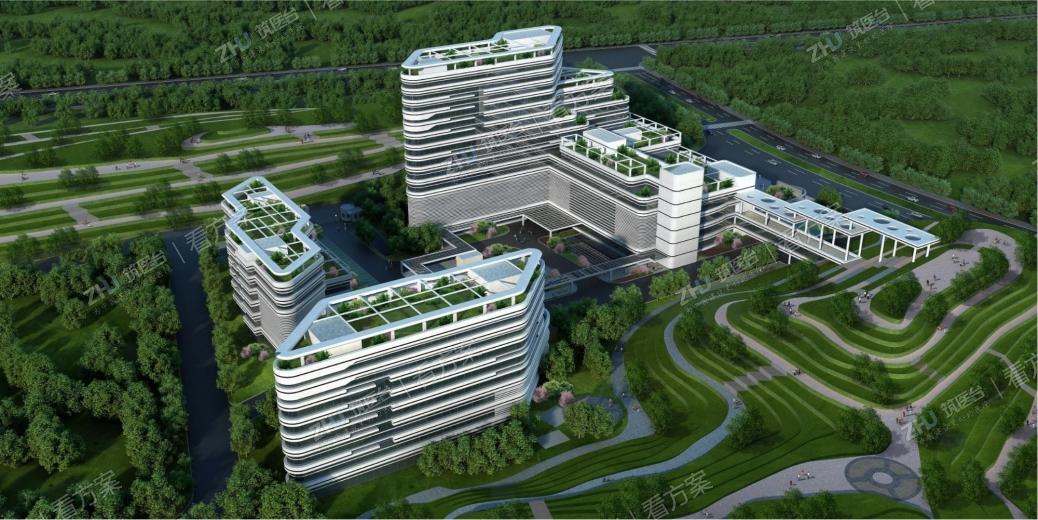 西南鸟瞰图
对山体进行“梯田式” 的整理，搭配一组“白 色”建筑群，它们共同 成为了相互依存、相互 衬托的景观。突出显示 出妇保院的“新形象”；  既能让人过目不忘，也 是城市“锦上添花”的 新亮点。