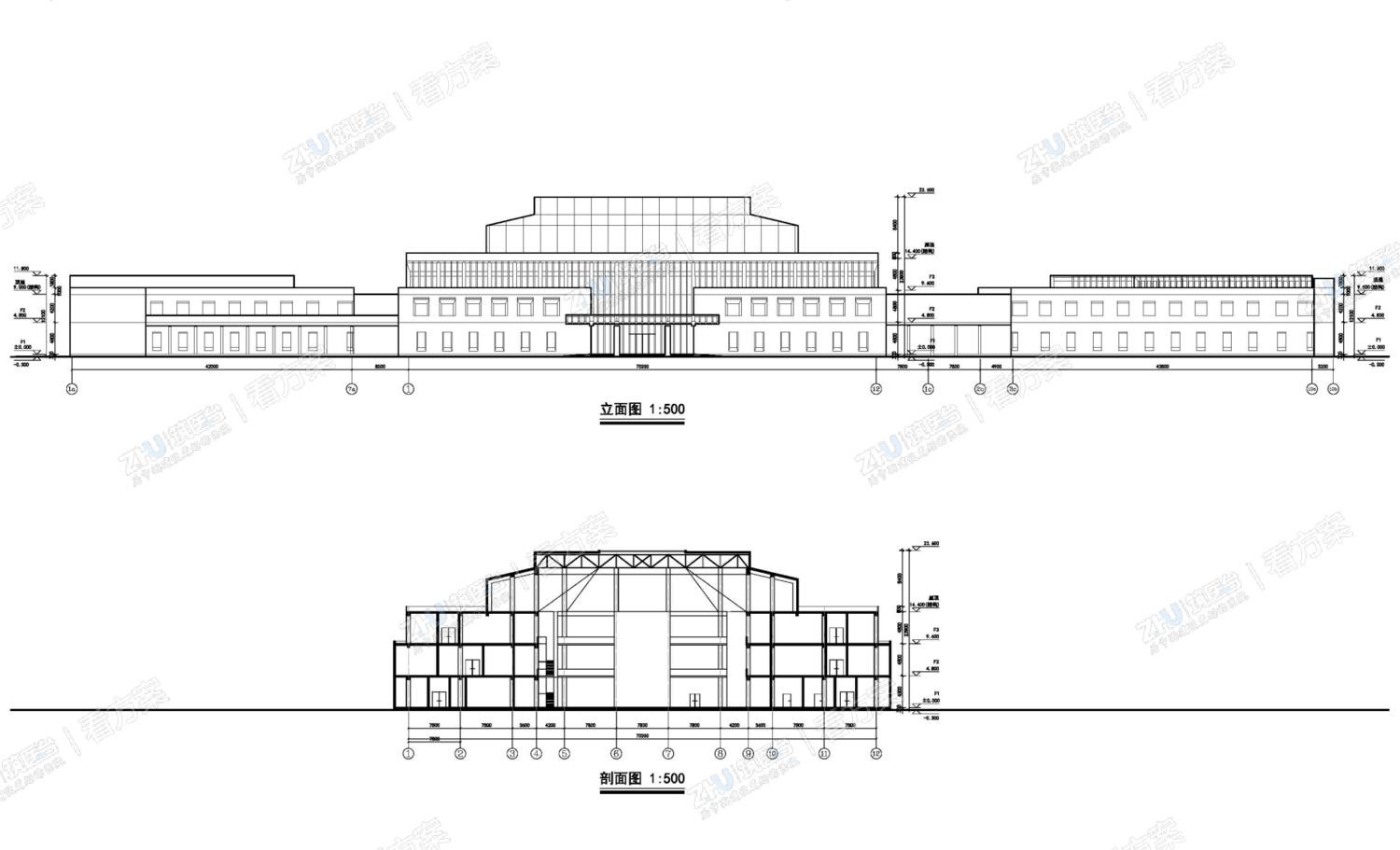 建筑立面图及剖面图