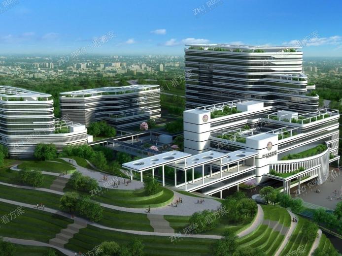 东南鸟瞰图
建筑的整体性， 高低错落有致的变化特 征是非常鲜明的。整个 建筑群外观流畅、简约 而美观；具有很强的“亲近亲和”感。