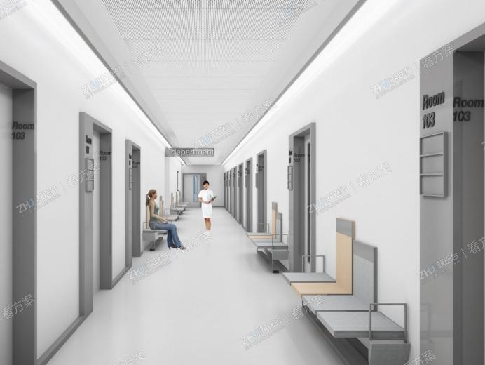 室内门诊诊区走廊

