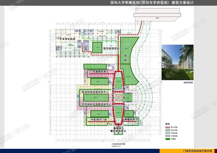 门诊医技楼四层平面分析图