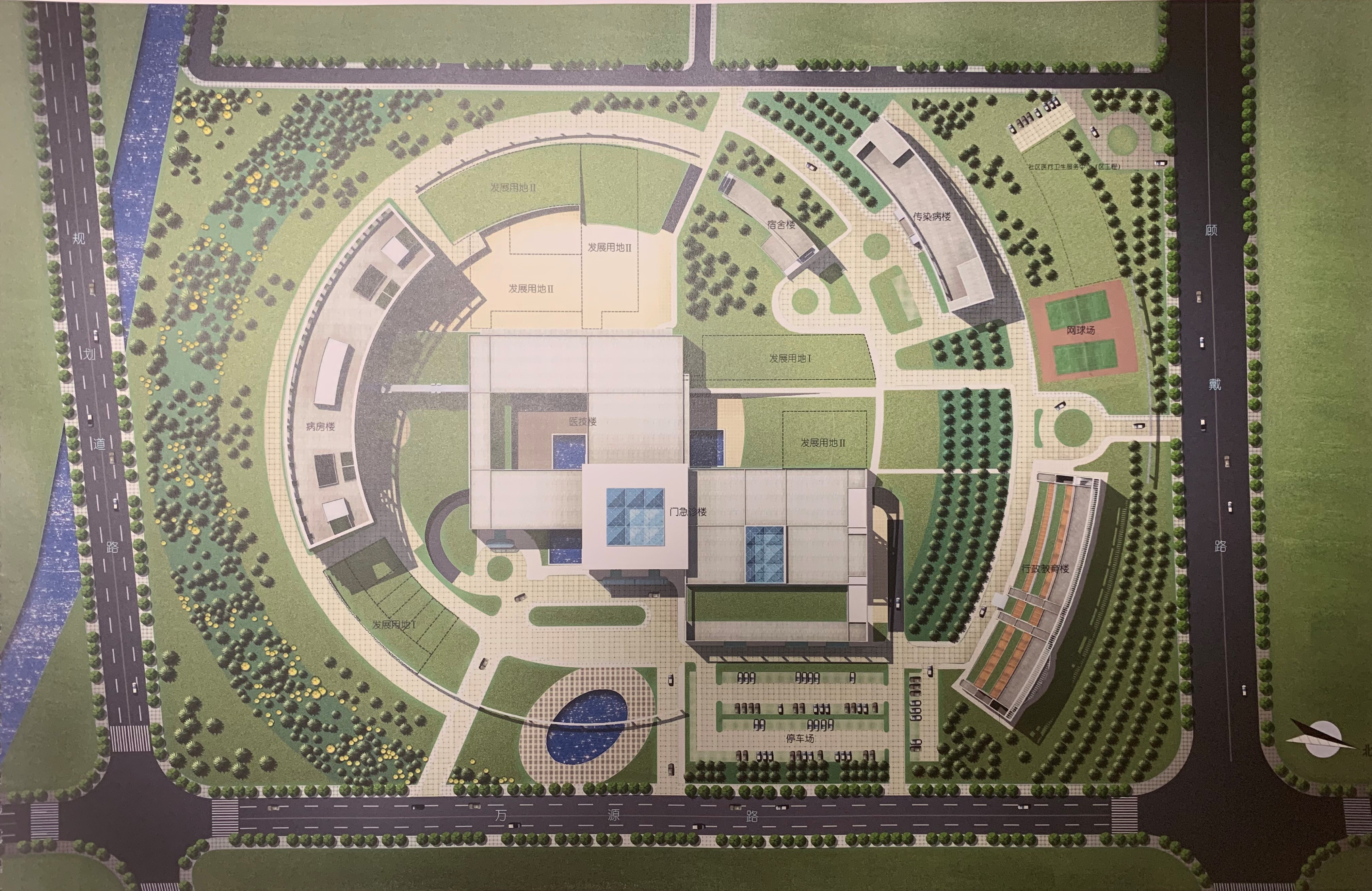 2007年11月，复旦大学附属儿科医院闵行新院区落成。图为新医院规划图