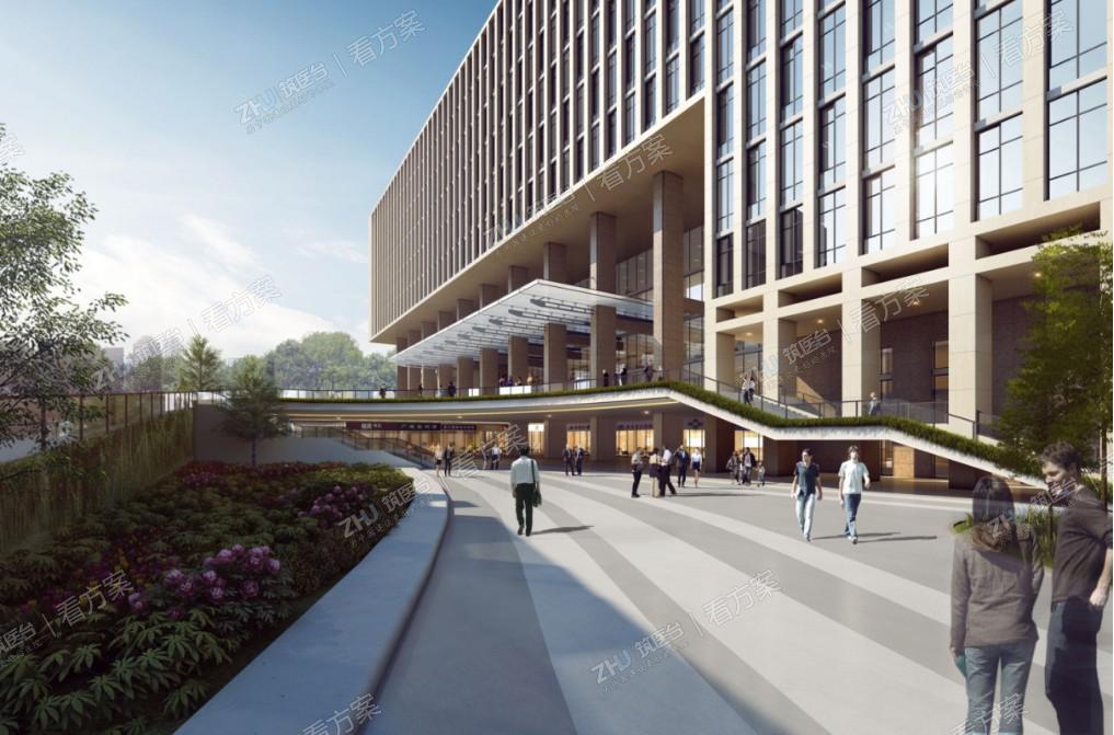 门诊入口采用“双层平台”解决5米地形高差
