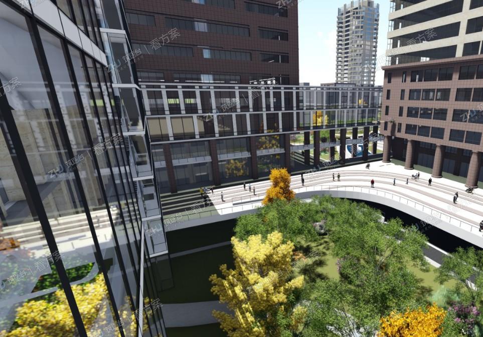 北侧景观庭院采用“双层平台”解决地形高差，人车分流
