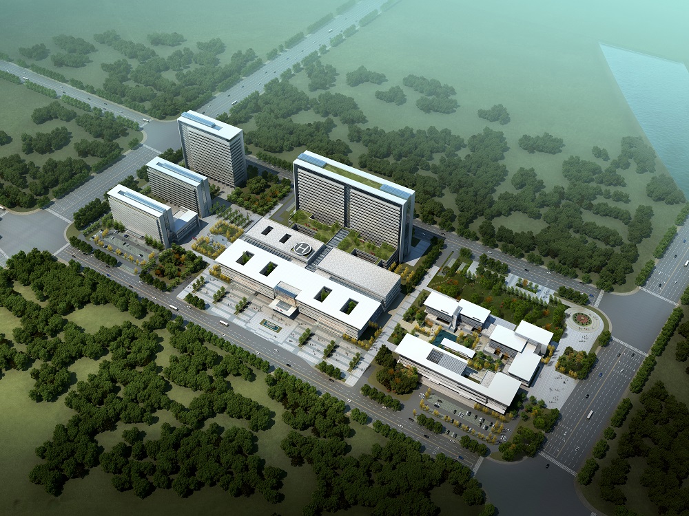 省委共建项目“阜外华中心血管病医院、国家心血管病中心华中分中心”建筑面积40.38万平方米，1000张病床，于2017年投入使用。图为河南委省共建项目鸟瞰图