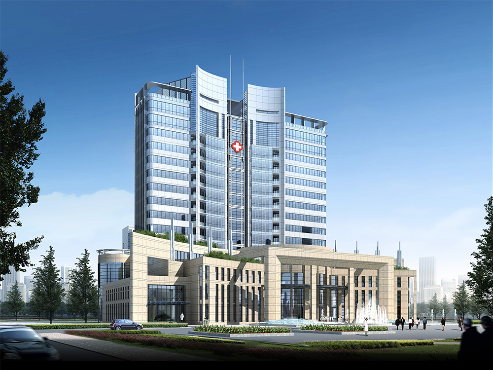 医院本部门诊医技住院楼设计效果图