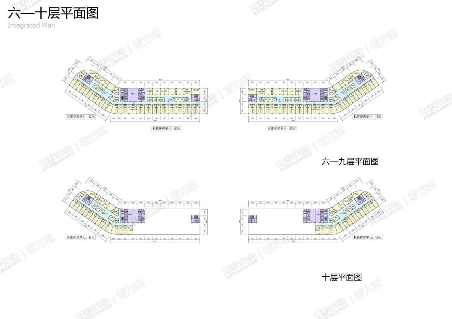 医院六~十层平面图