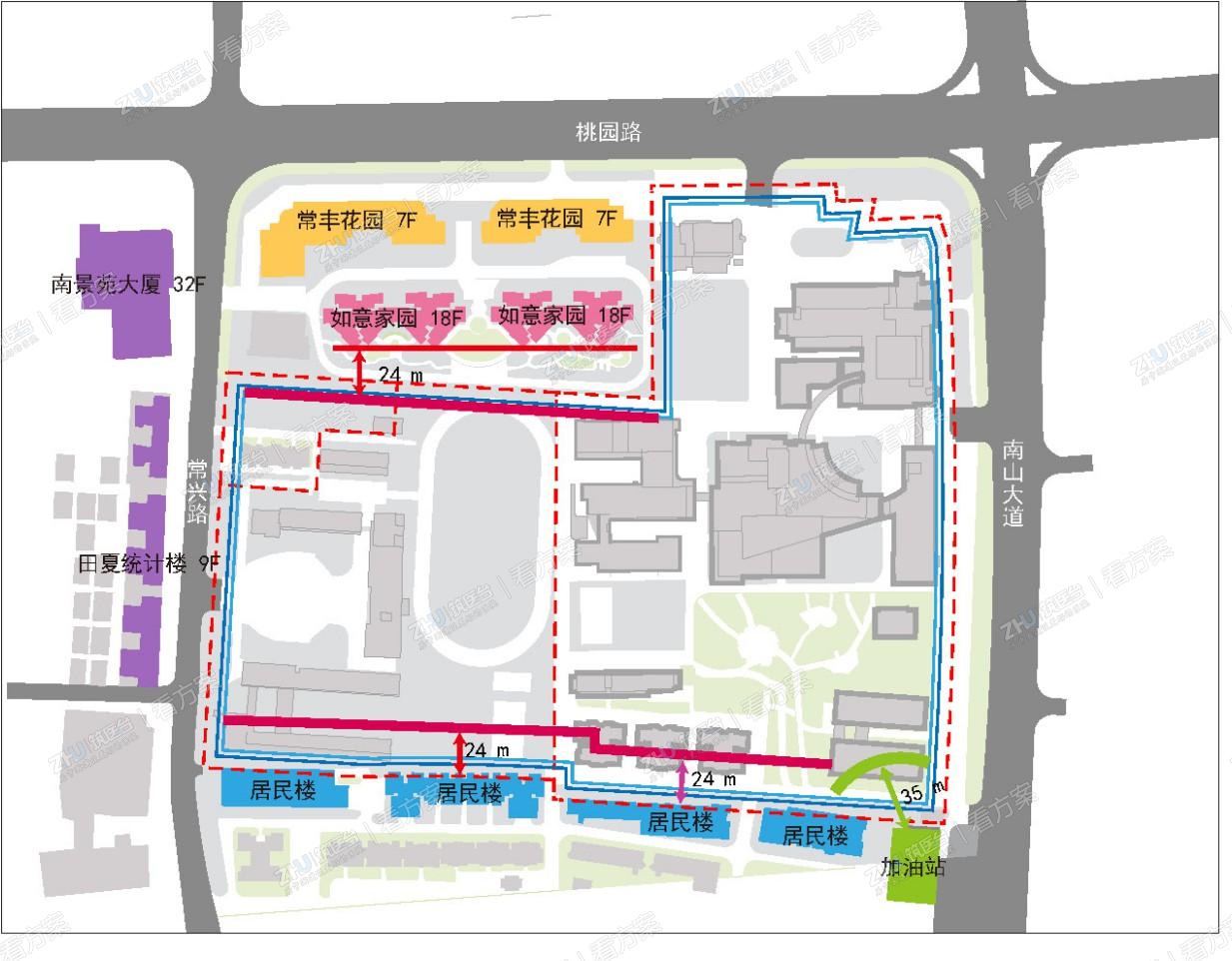 项目位于深圳市南山区中心城区，基地为不规整的L形用地。