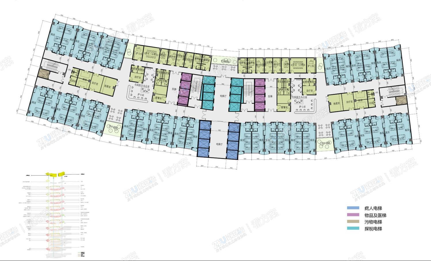 医院病房楼标准层平面
