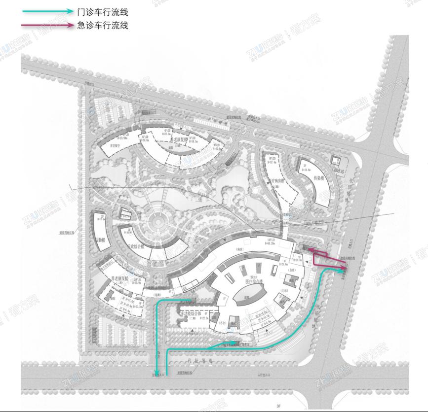 医院交通组织分析图：门急诊车流分析图
