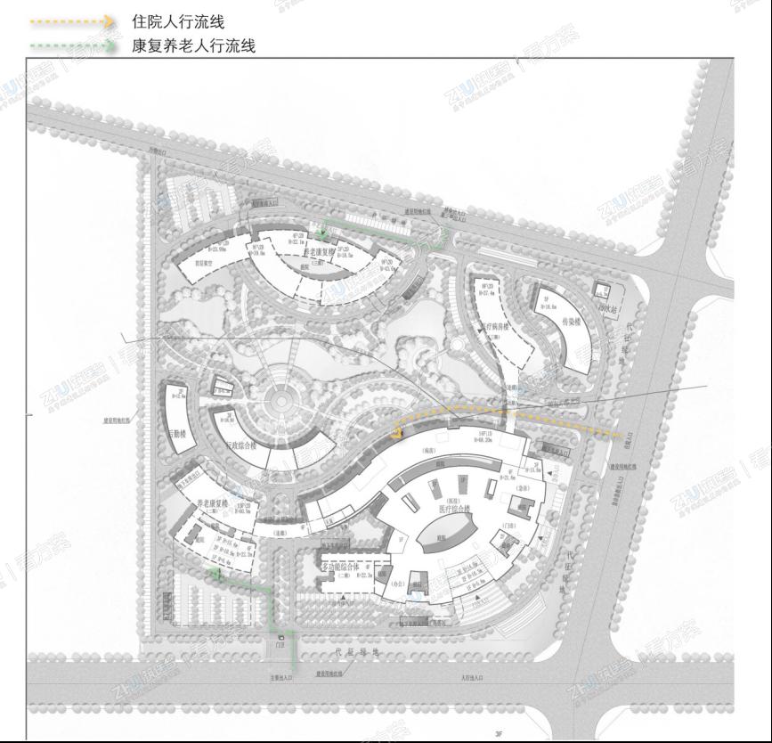 医院交通组织分析图：住院、康养人流分析图