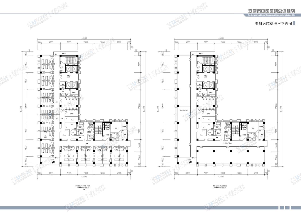 专科病房楼标准层平面图
