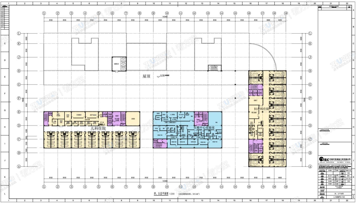 医院四、五层平面图
