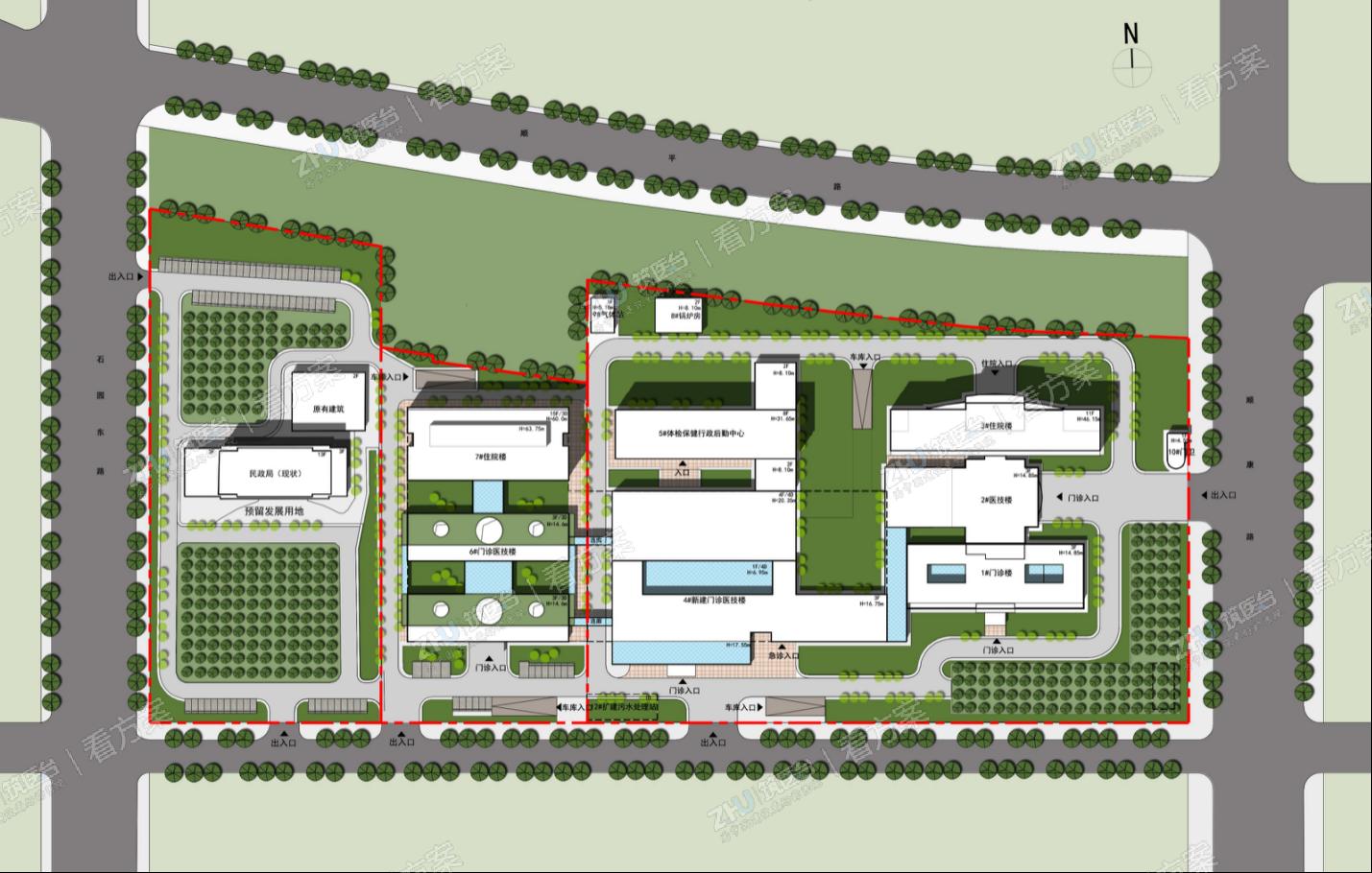 北京儿童医院顺义妇幼医院总平面图
