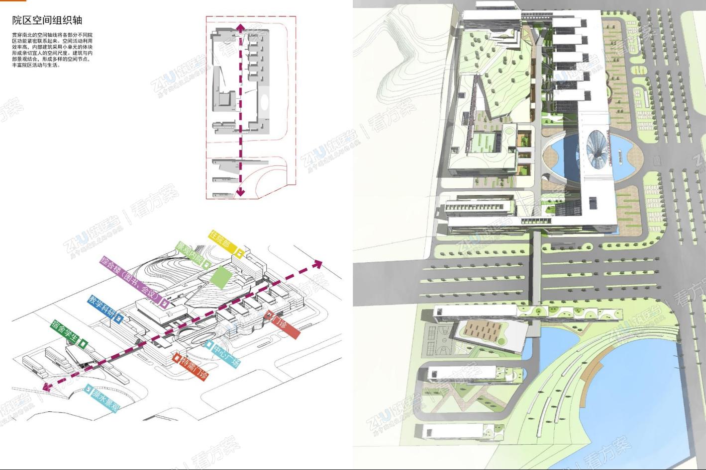 设计理念：院区空间组织轴