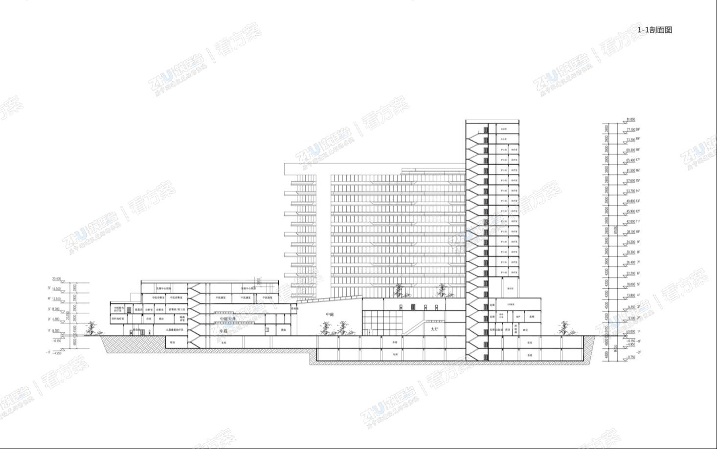 医院建筑剖面图
