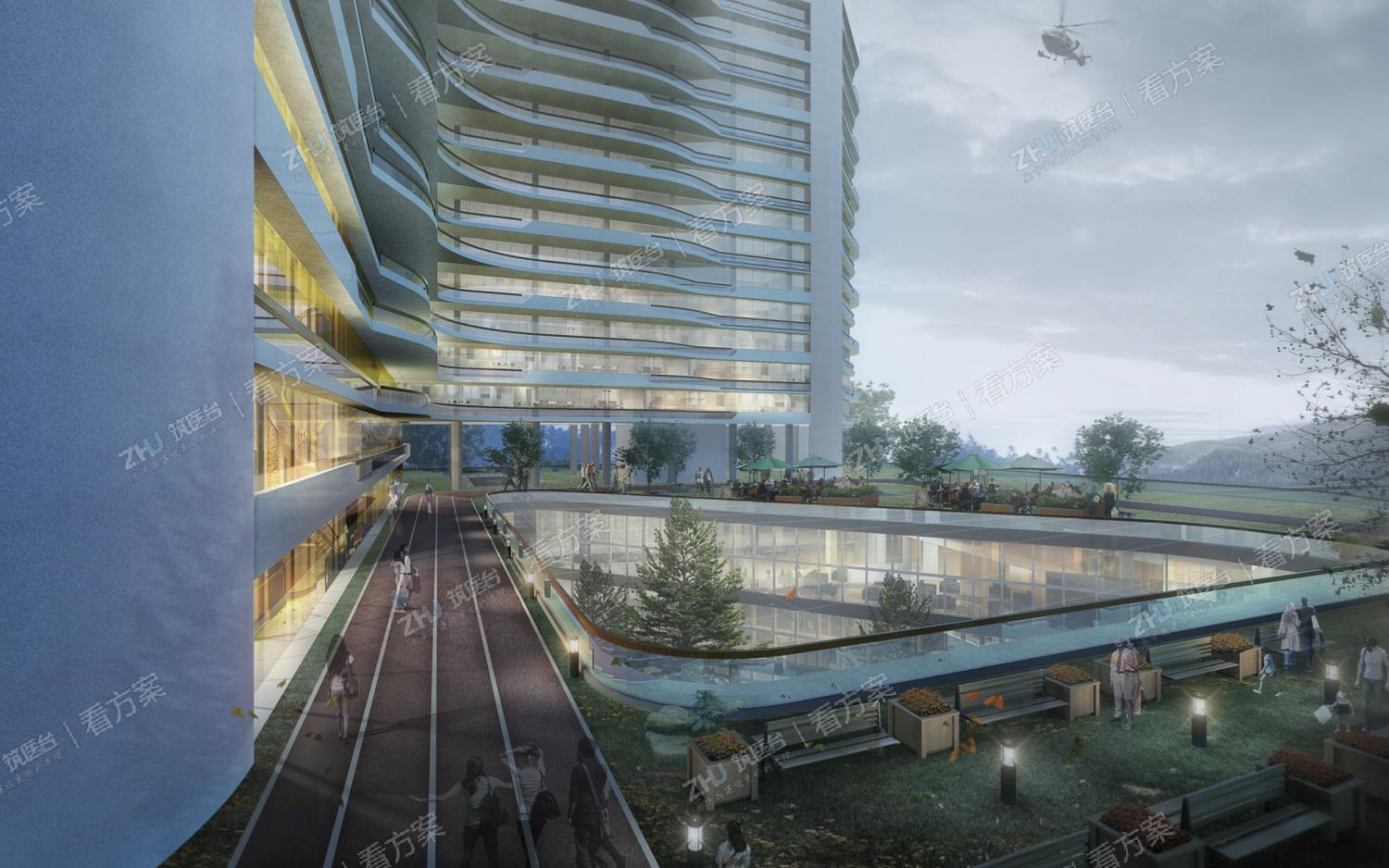 医院屋顶局部透视图
