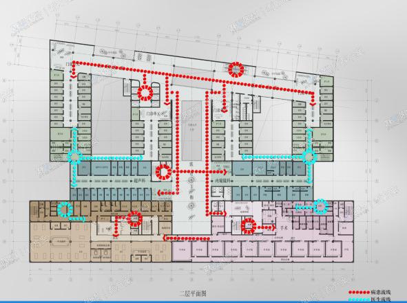 医院二层平面流线图