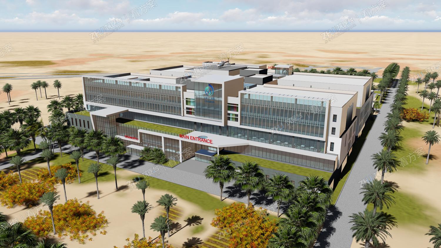 医院东南向鸟瞰图
