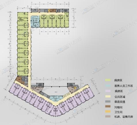 医院三、四层平面图
