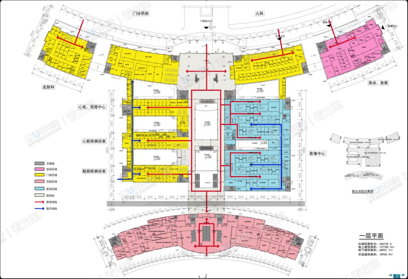 医院一层功能分析图
