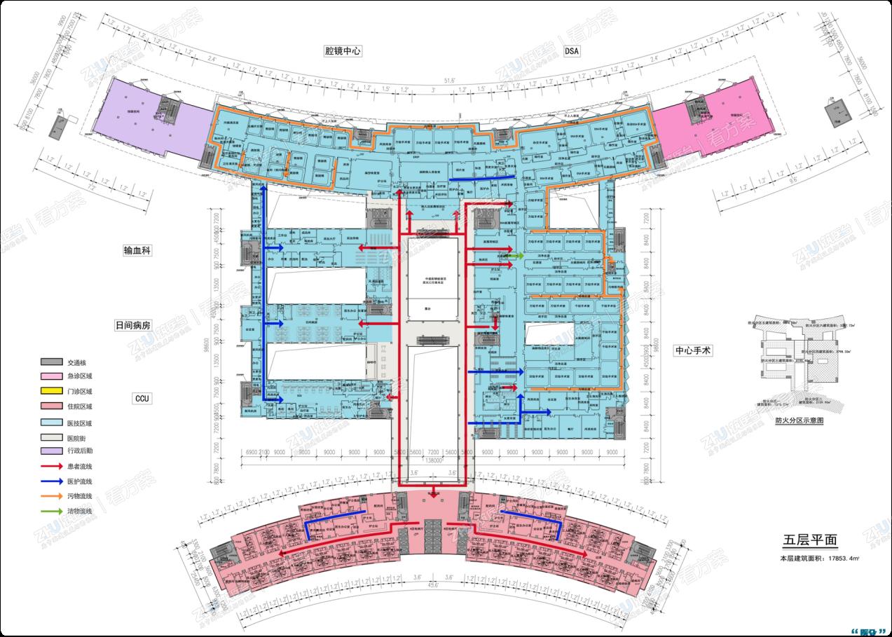 医院五层功能分析图

