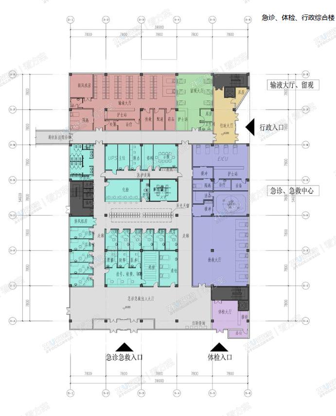 医院急诊楼一层平面图
