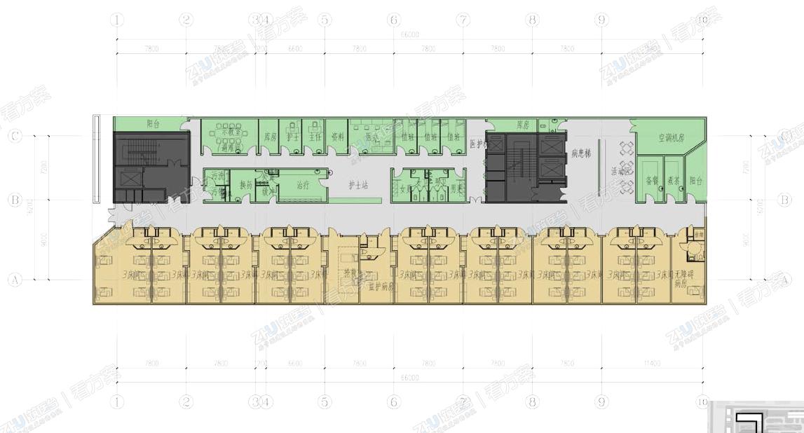 医院标准层平面图

