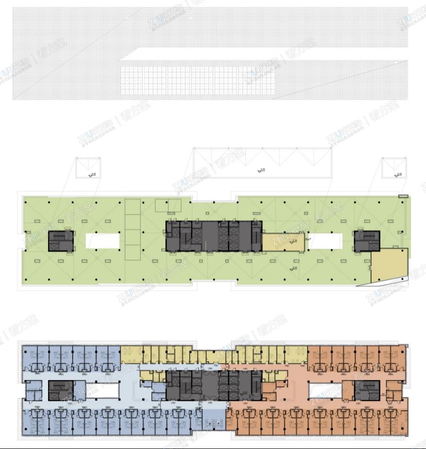 医院十二层~屋顶层平面图
