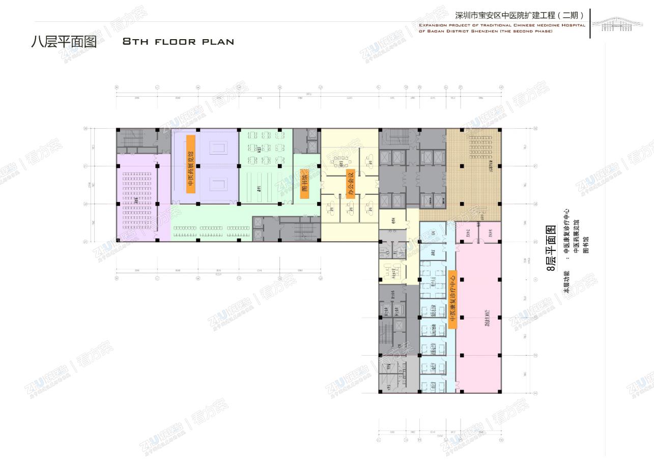 医院A区八层平面图
