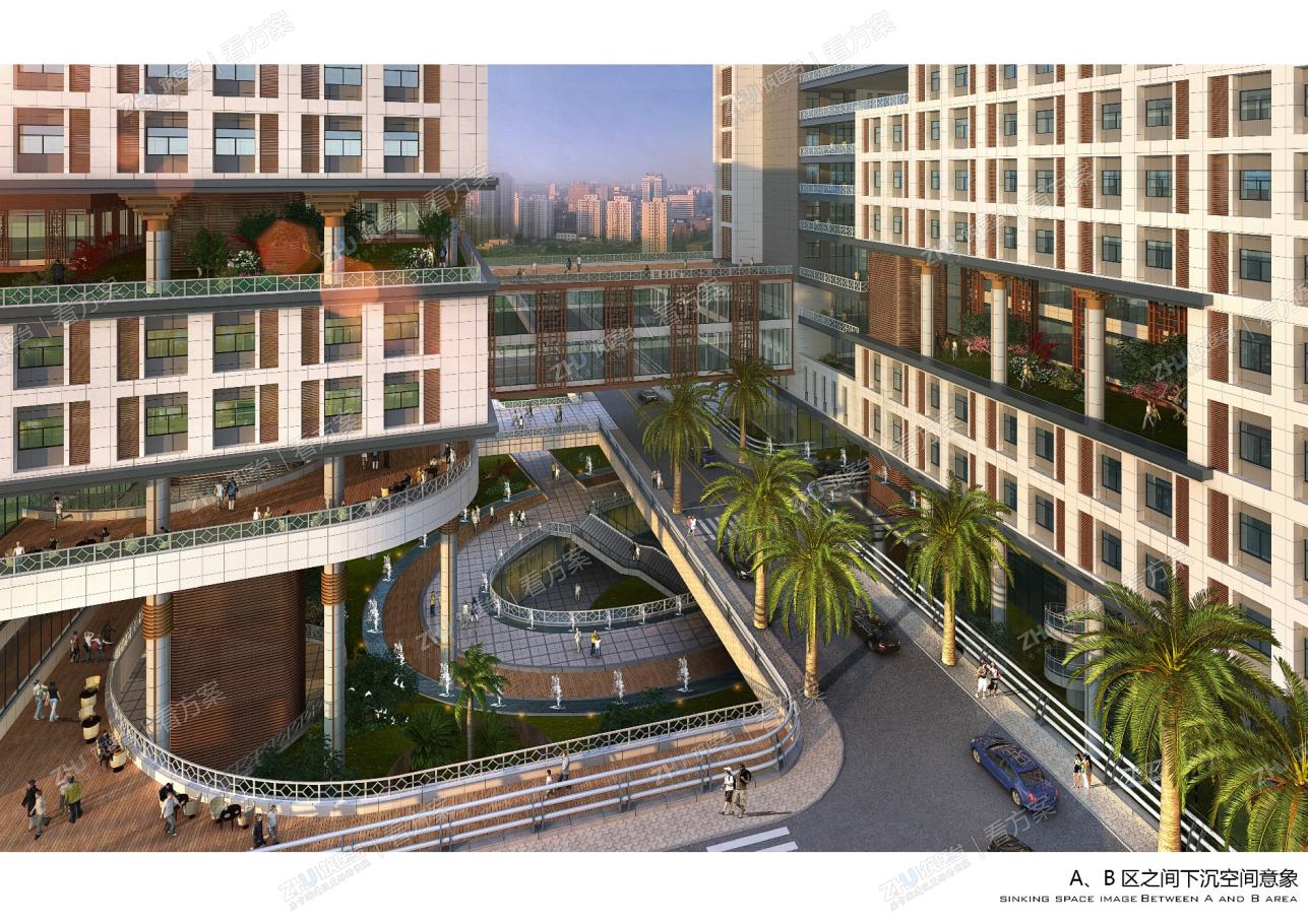 医院A\B区之间下沉空间意向图
