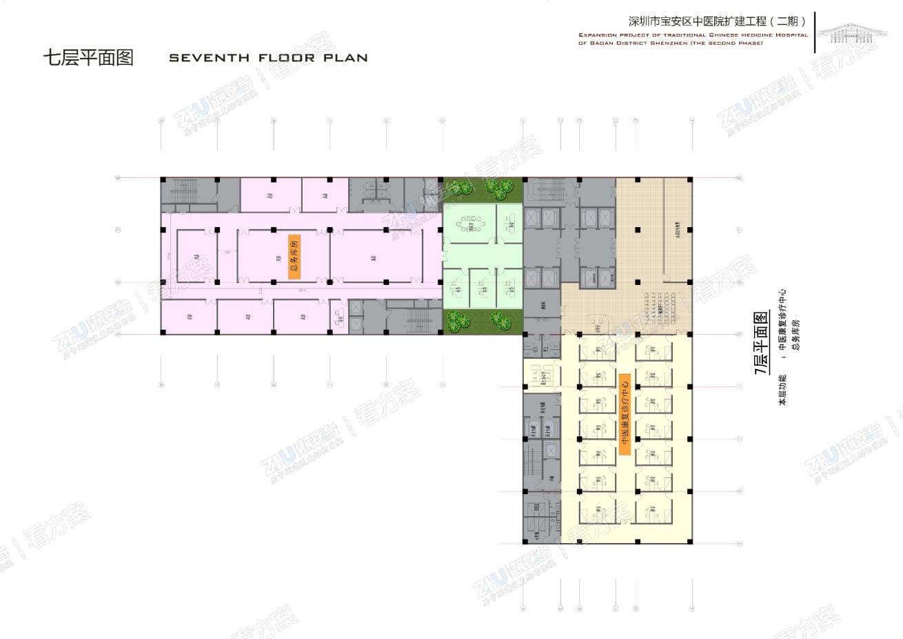 医院A区七层平面图
