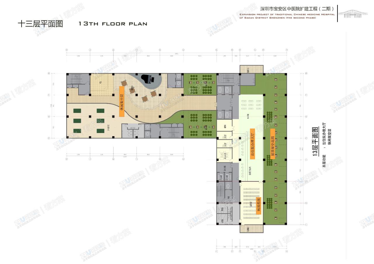 医院A区十三层平面图
