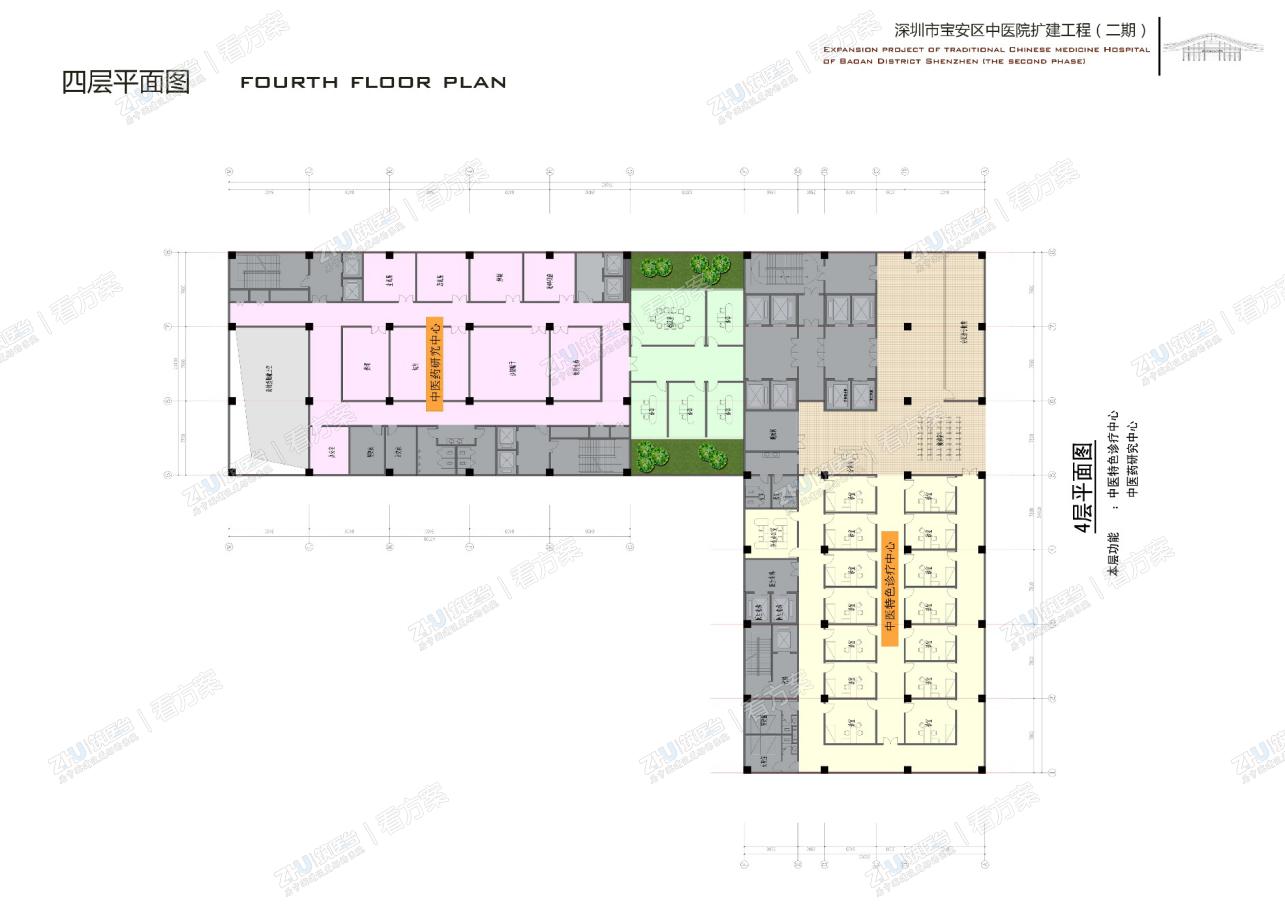 医院A区四层平面图
