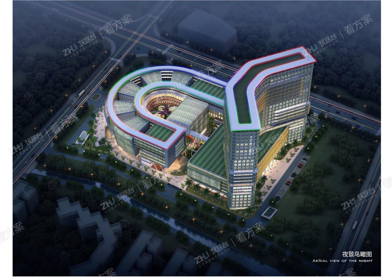 医院夜景鸟瞰图
