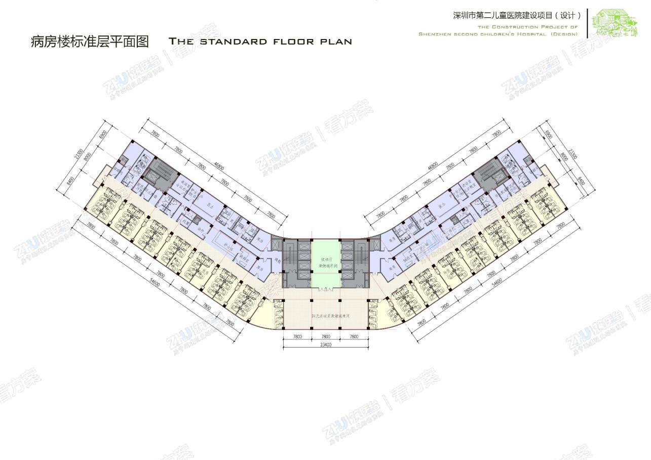 医院标准层平面图
