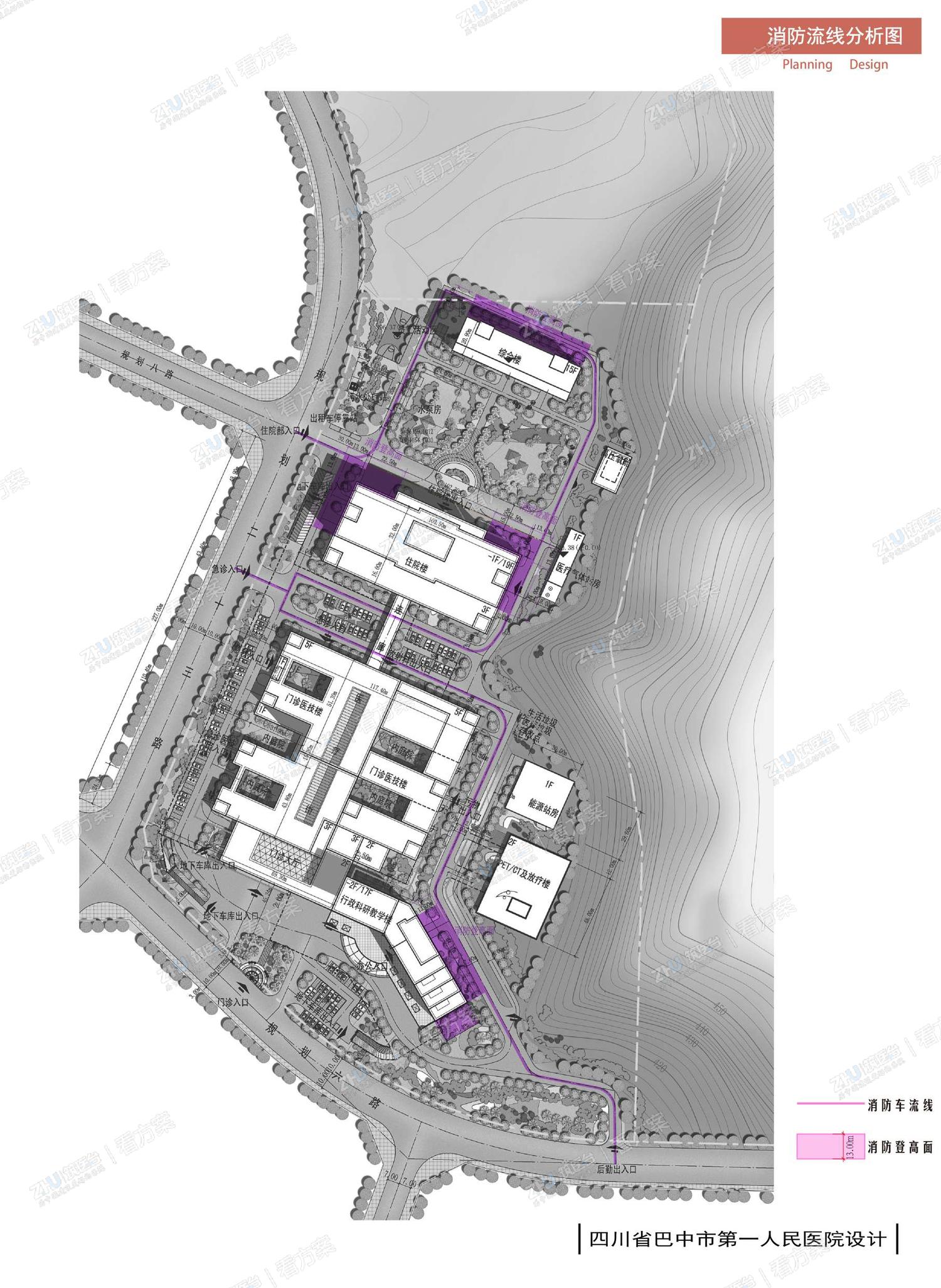 医院消防流线分析图
