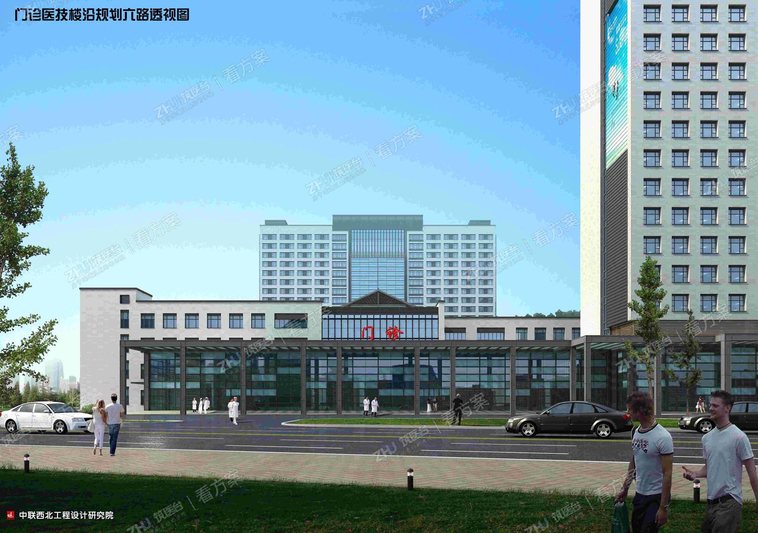 医院门诊医技楼沿规划六路透视图
