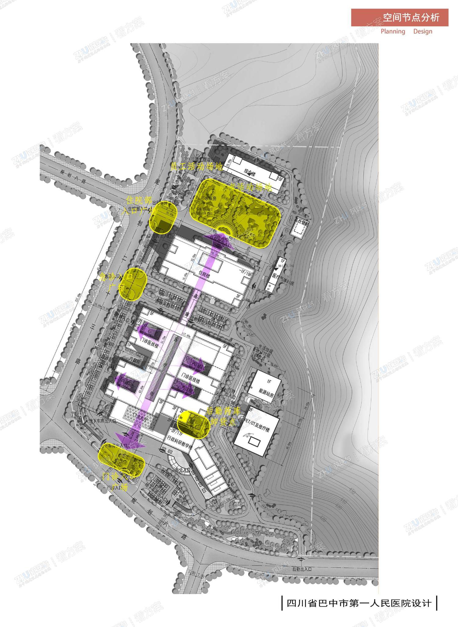 医院空间节点分析图
