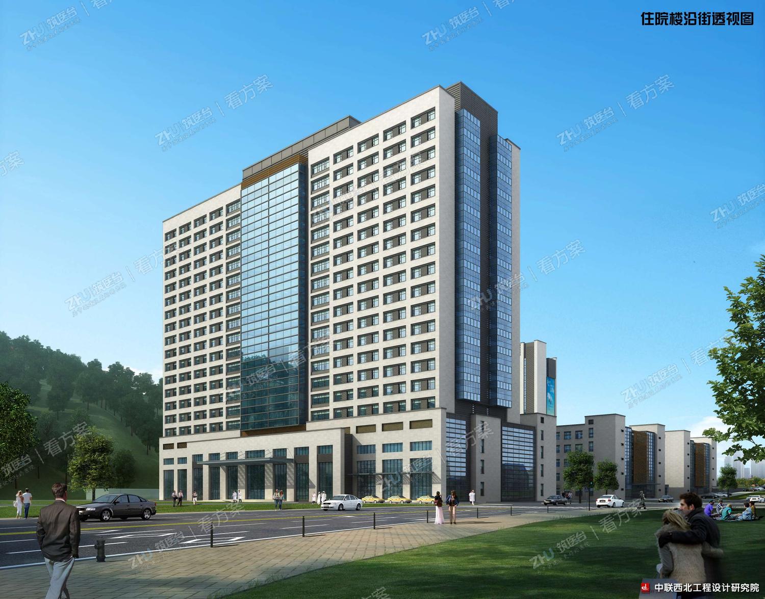 医院住院楼沿街南向透视图