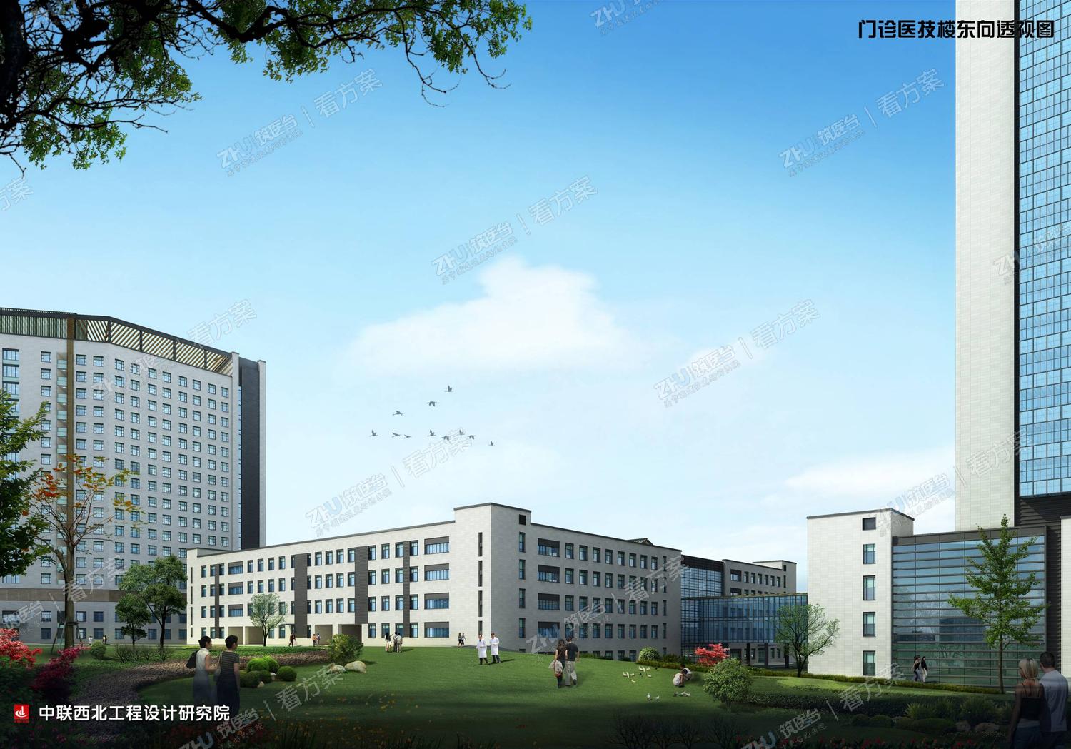 医院门诊医技楼东向透视图
