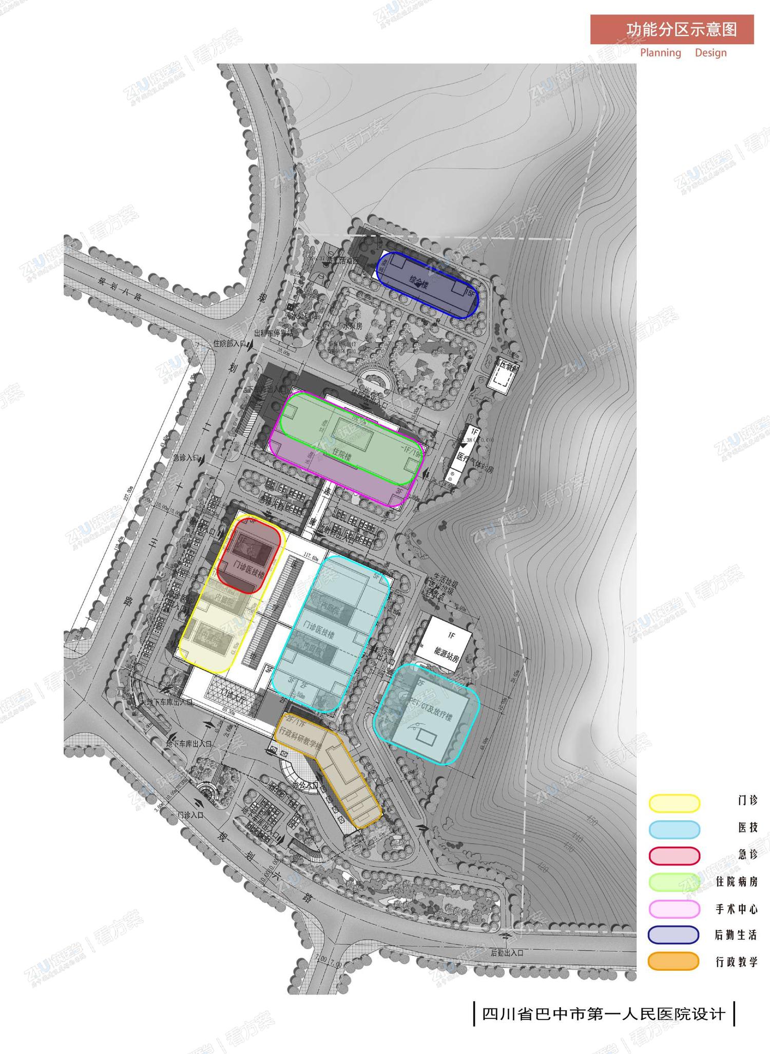 医院功能分区示意图

