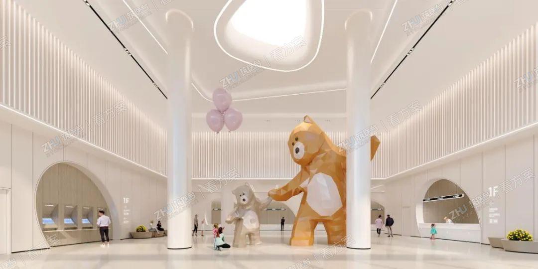 住院大厅设计体量巨大的卡通雕塑