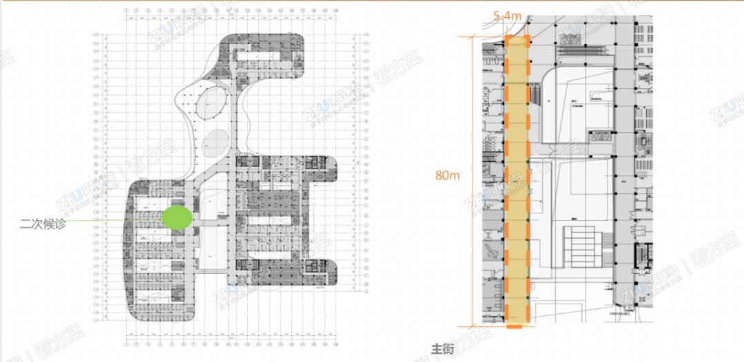 院区采用双医疗主街与下沉庭院的医疗组织模式，与“城市客厅”相连，共同串联各功能区域。