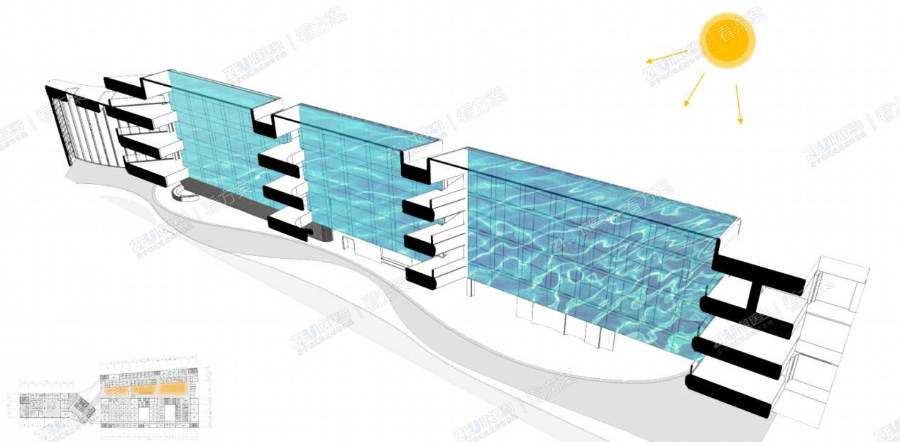 用光线衔接了大部分医疗空间，室内设计充分利用建筑条件，延着光的轨迹丰富深化空间设计。
