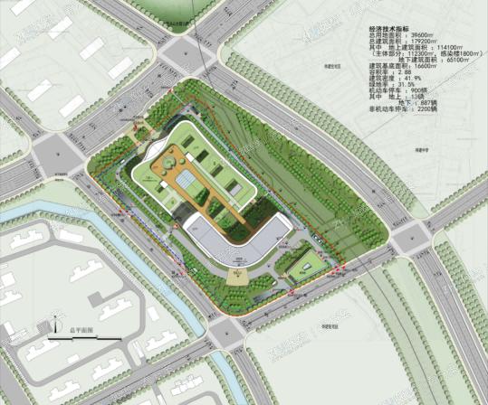 围绕景观优势概念，形式上采用弧线元素呼应燕子矶潮水的意象；功能布局上以疗愈之环为核心，营造屋顶疗愈花园与景观内院。   